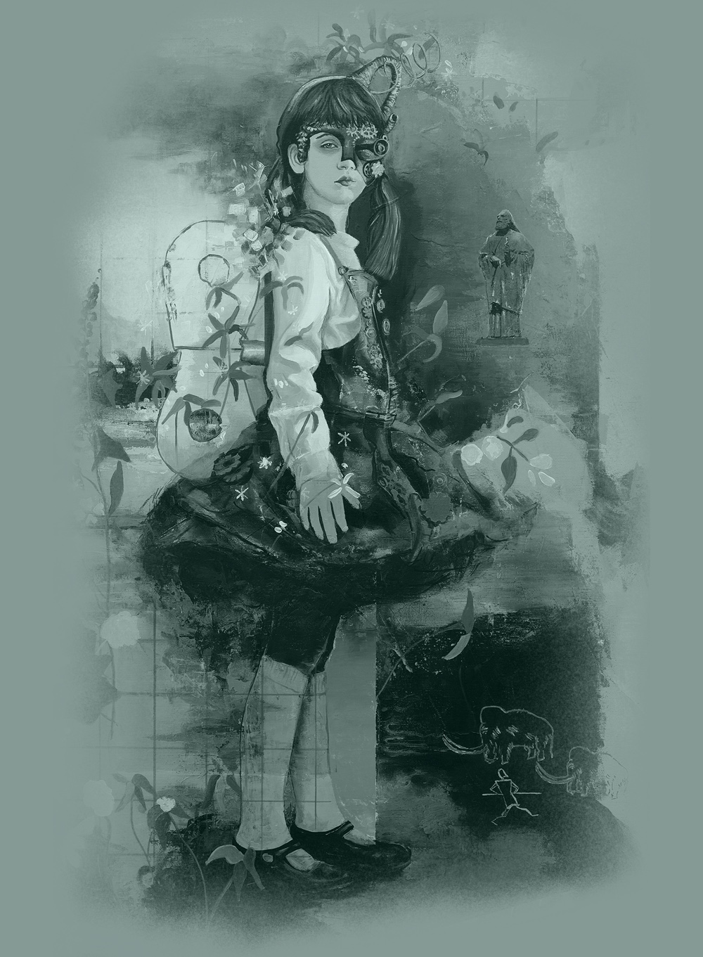 Steampunk-inspirierte künstlerische Darstellung als Symbol des Widerstands gegen das Patriarchat